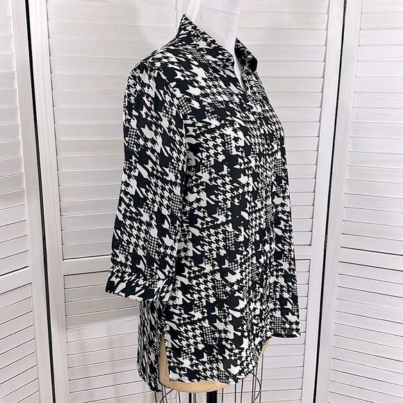 Chico’s Tunic Size 2 (12) Houndstooth Lightweight Flowy - Picture 6 of 16